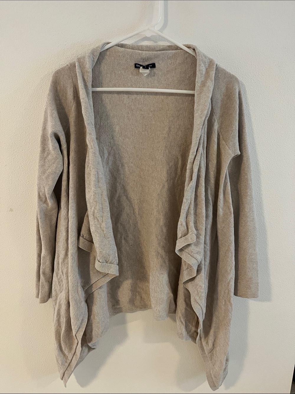 GAP Open-Front Draped Cardigan - Light Beige
